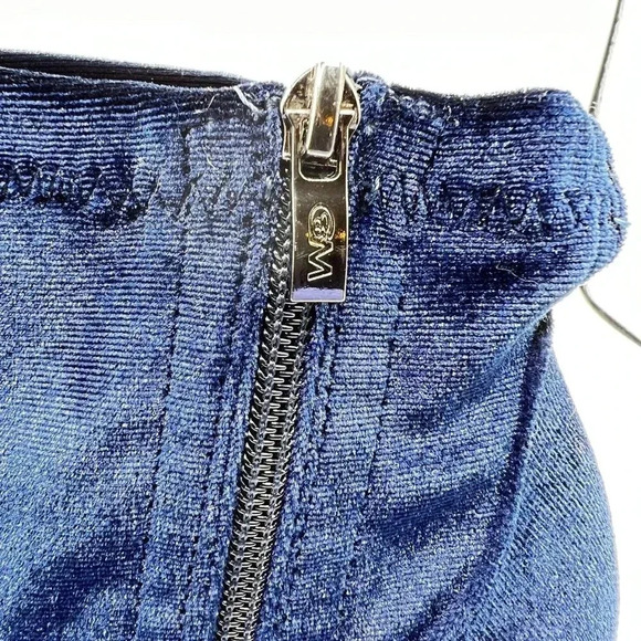 NEW Blue Velvet Ankle Booties Women 10M Zip Closure Block Heel Boots Elvis Shoes - Picture 7 of 16